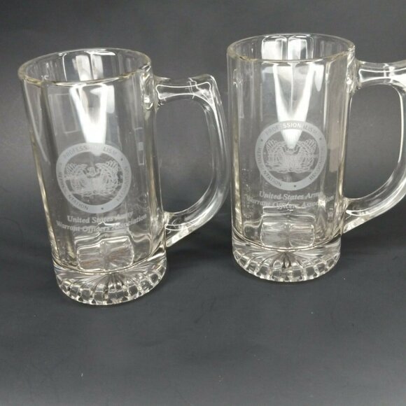 United States Army Warrant Officers Association Glass Mugs Ft Bragg Set Of 2 - Picture 2 of 6